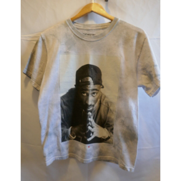 Tupac Tie Dye Gray and White Poetic Justice T-Shirt Sz Med - Picture 3 of 16